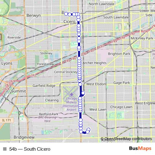 54b bus Line Map