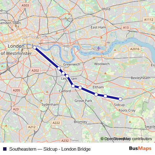 Southeastern bus Line Map
