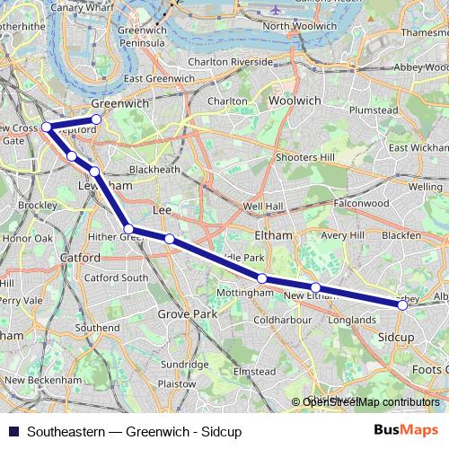Southeastern bus Line Map