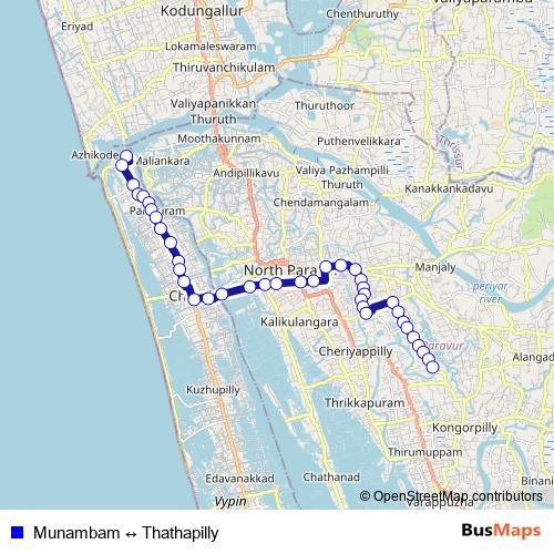 Munambam ↔ Thathapilly bus Line Map