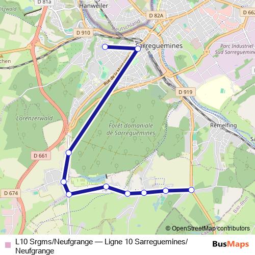 L10 Srgms/Neufgrange bus Line Map
