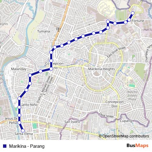 Marikina - Parang bus Line Map
