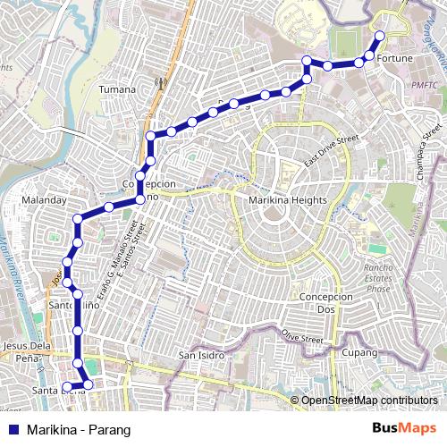 Marikina - Parang bus Line Map
