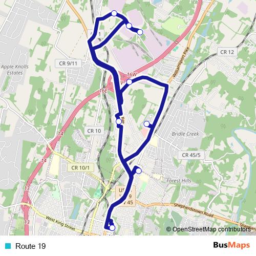 Route 19 bus Line Map