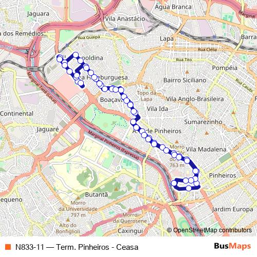 N833-11 bus Line Map