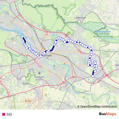 N3 bus Line Map
