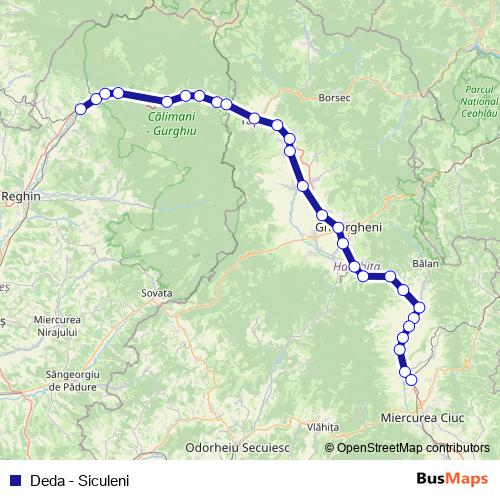 Deda - Siculeni rail Line Map