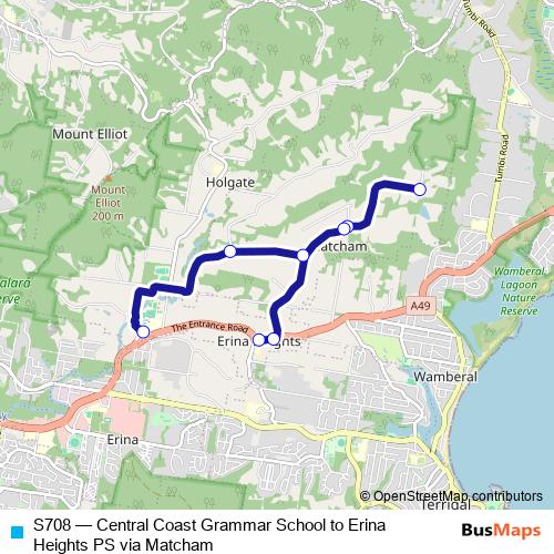 S708 bus Line Map