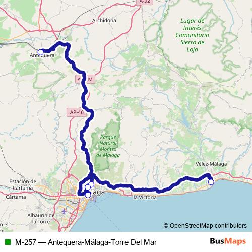 M-257 bus Line Map
