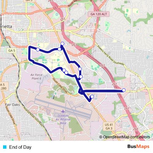 End of Day bus Line Map