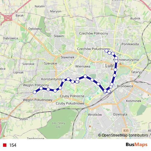 154 trolleybus Line Map
