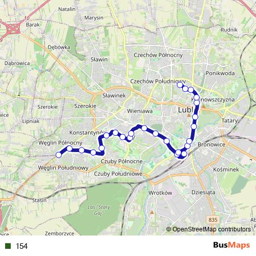 154 trolleybus Line Map