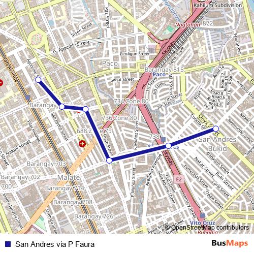 San Andres via P Faura bus Line Map