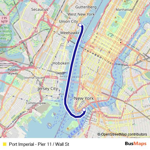 Port Imperial - Pier 11 / Wall St ferry Line Map