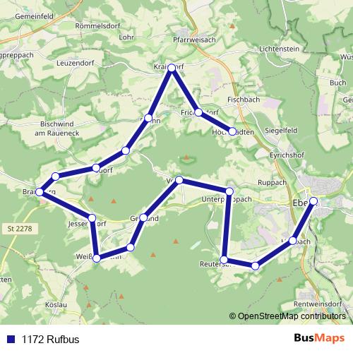 1172 Rufbus bus Line Map