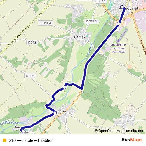 210 bus Line Map