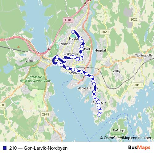 210 bus Line Map