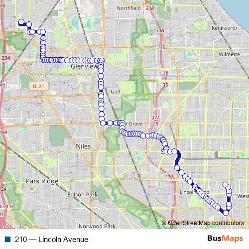 210 bus Line Map