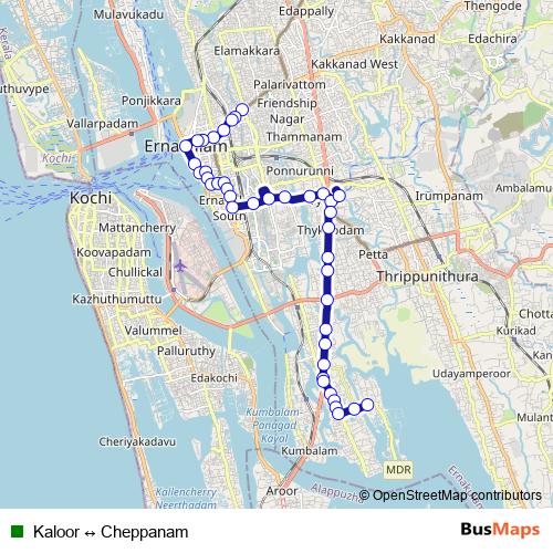 Kaloor ↔ Cheppanam bus Line Map