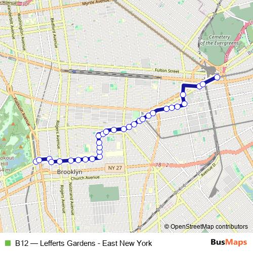 B12 bus Line Map