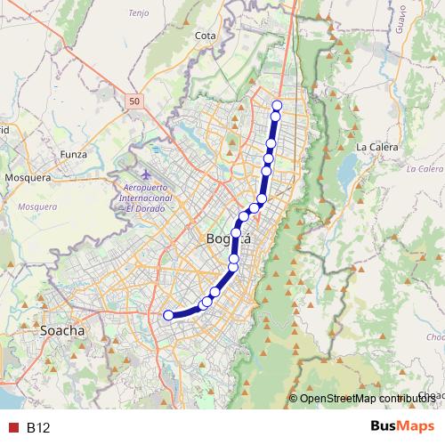 B12 bus Line Map