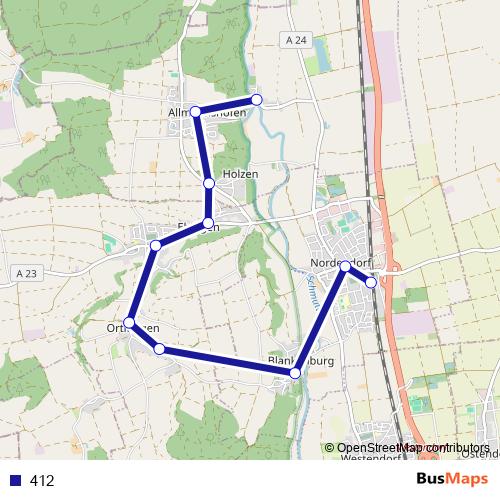 412 bus Line Map