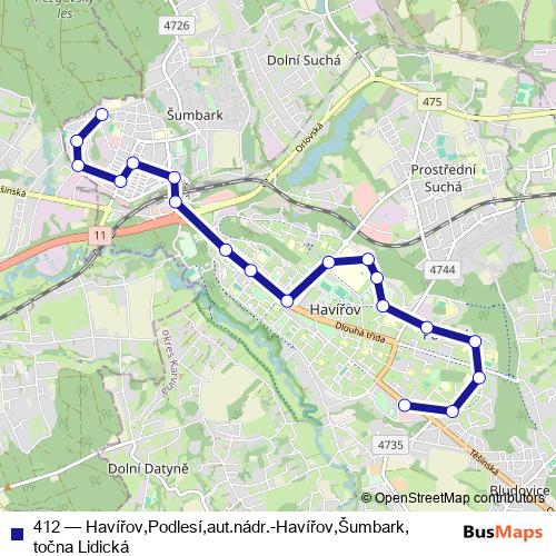 412 bus Line Map
