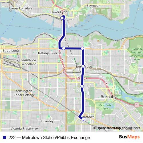 222 bus Line Map