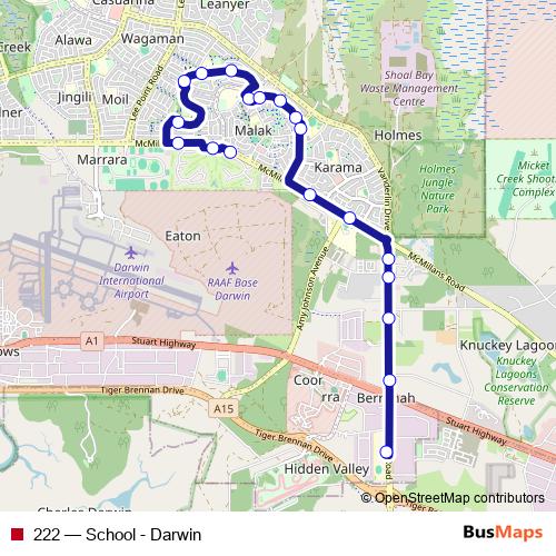 222 bus Line Map