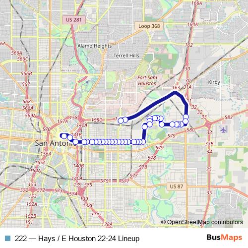 222 bus Line Map