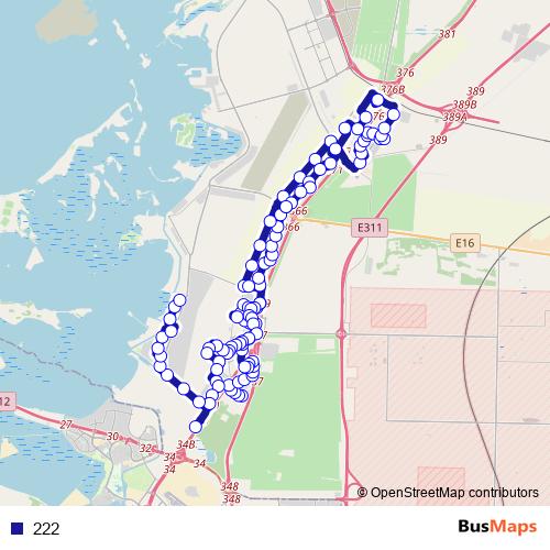 222 bus Line Map