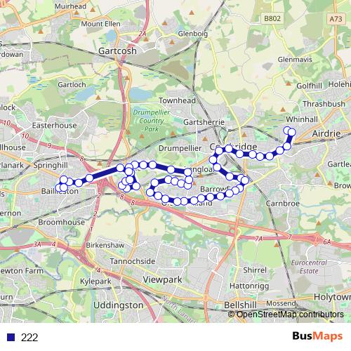 222 bus Line Map
