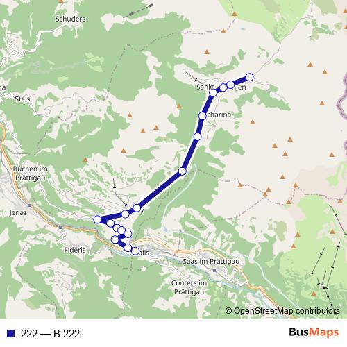 222 bus Line Map