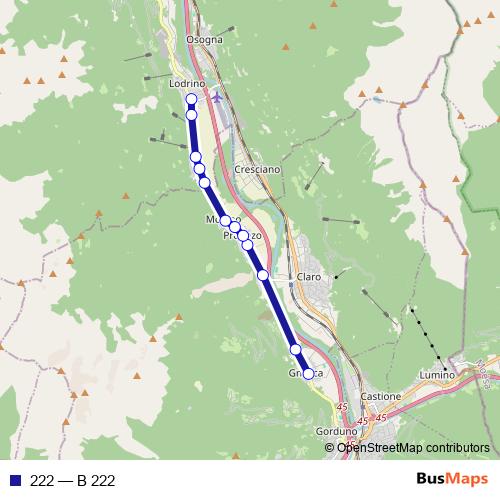 222 bus Line Map