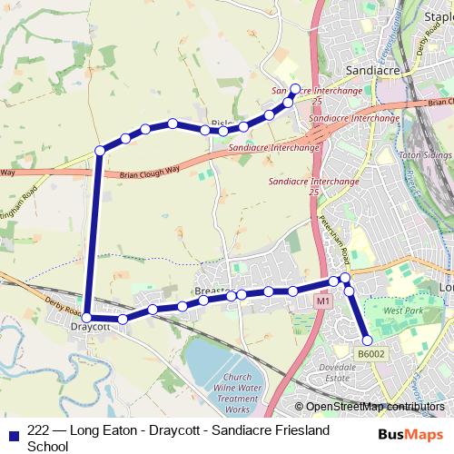 222 bus Line Map