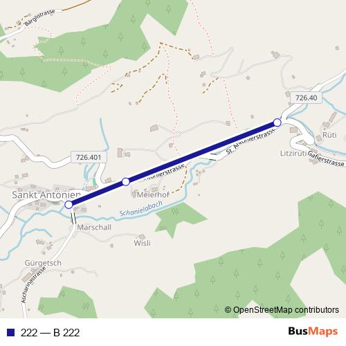 222 bus Line Map