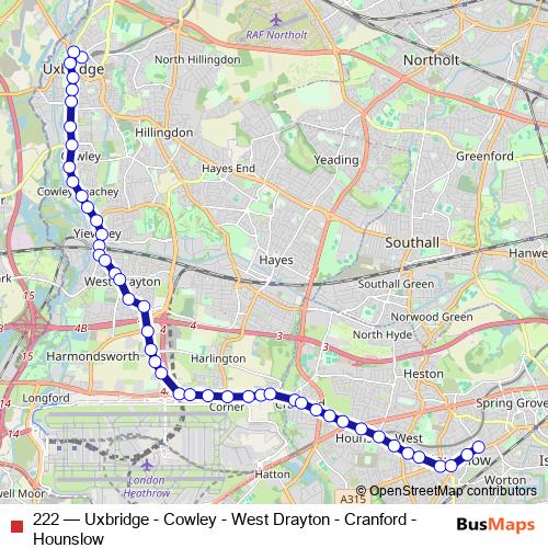 222 bus Line Map