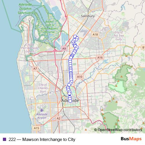 222 bus Line Map