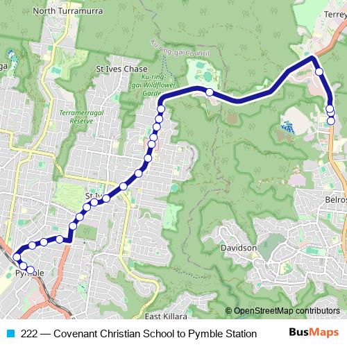 222 bus Line Map