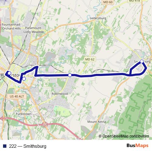 222 bus Line Map