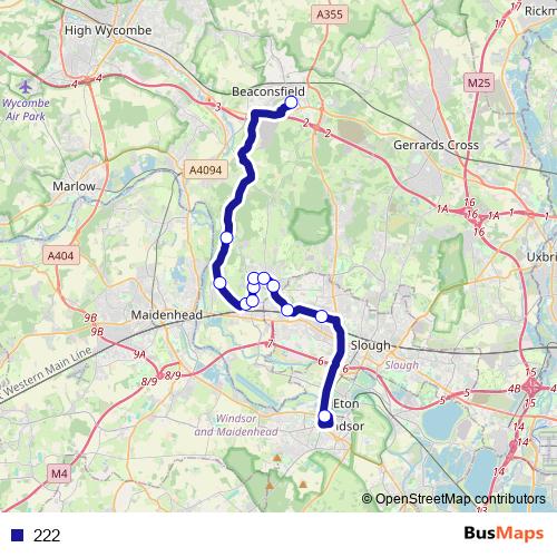 222 bus Line Map