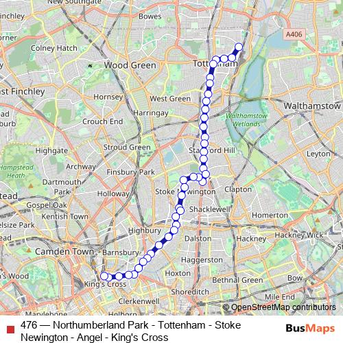 476 bus Line Map