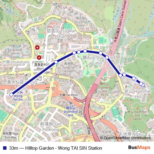 33m bus Line Map