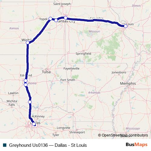 Greyhound Us0136 bus Line Map