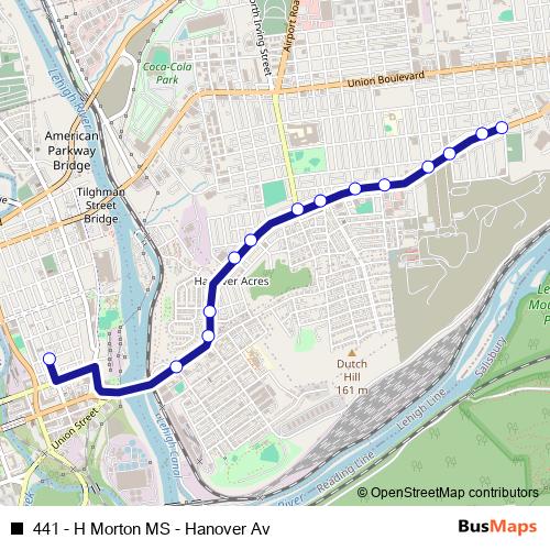 441 - H Morton MS - Hanover Av bus Line Map