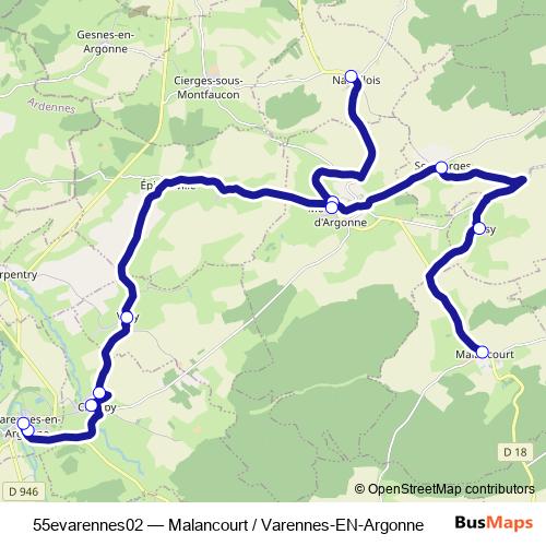 55evarennes02 bus Line Map