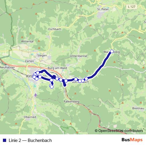 Linie 2 bus Line Map