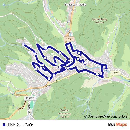 Linie 2 bus Line Map