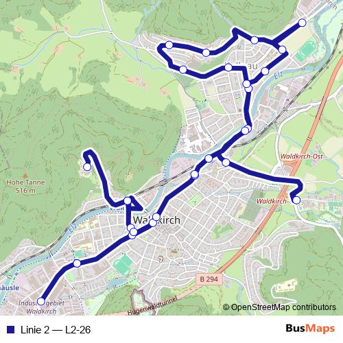 Linie 2 bus Line Map