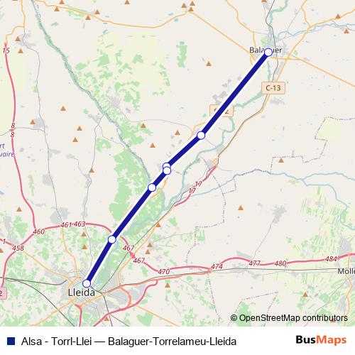 Alsa - Torrl-Llei bus Line Map